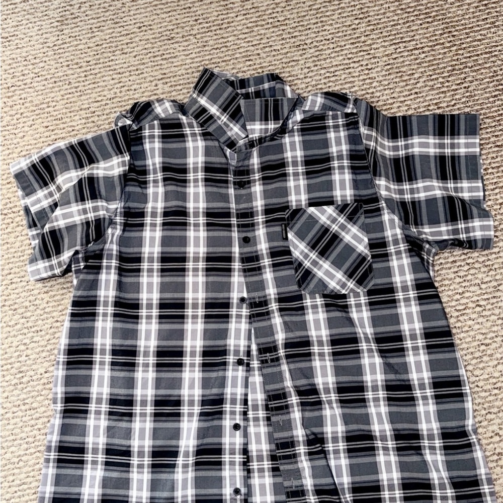 Harley Davidson genuine Men's Black and White Plaid Shirt